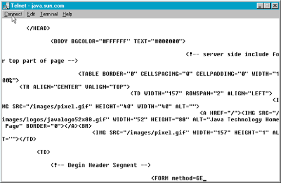 Web response in Telnet